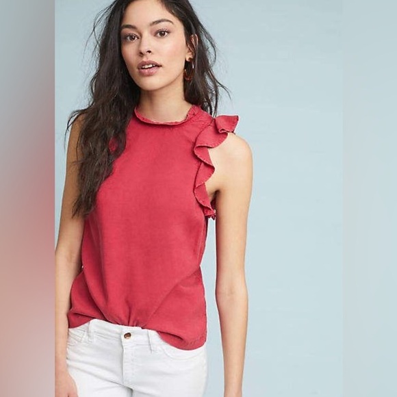 CLOTH & STONE Red Ruffled Tank XS - Picture 6 of 6